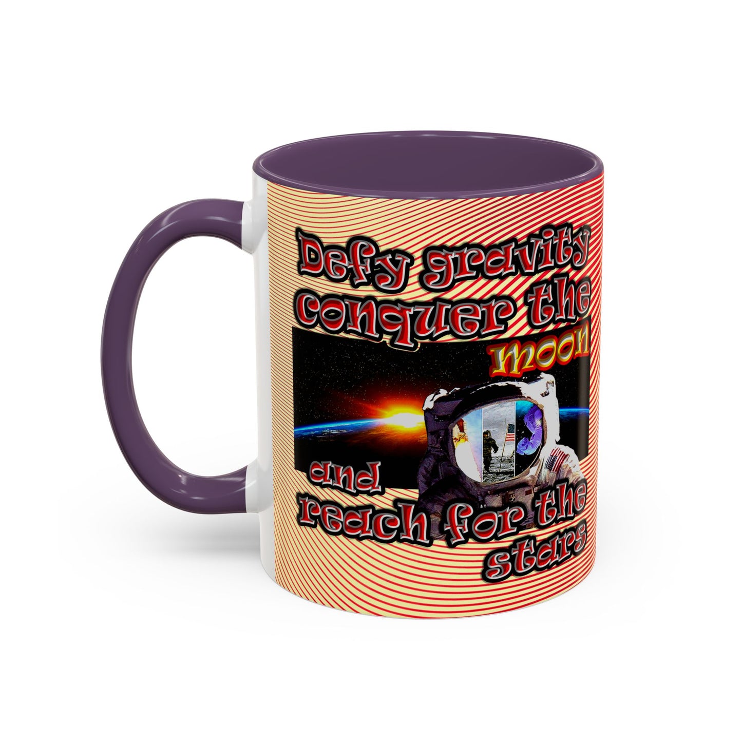 defy conquer reach - Accent Mug (yellow-orange wave)
