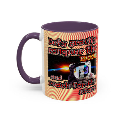 defy conquer reach - Accent Mug (yellow-orange wave)
