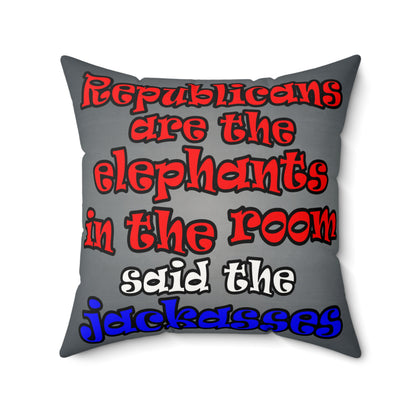 donkeys and elephants - Faux Suede Square Pillow - (grey-light grey)