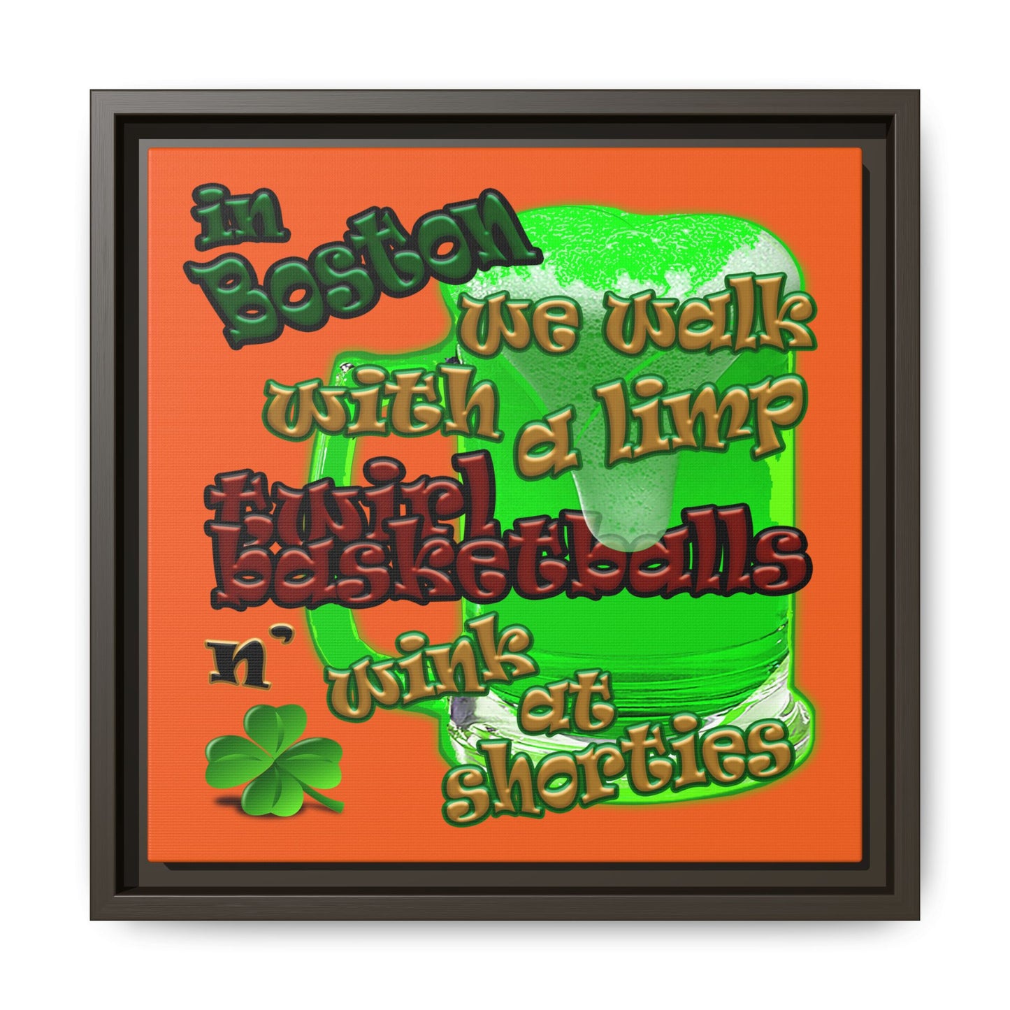 celtics logo - framed canvas art (orange)