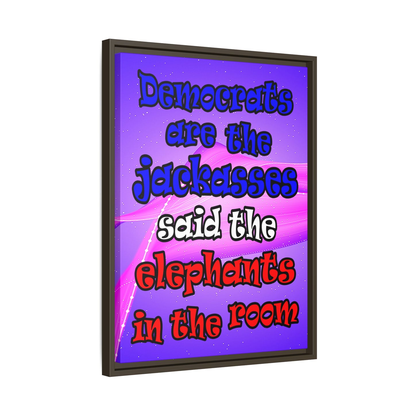 donkeys and elephants - framed canvas art (purple-pink wave)