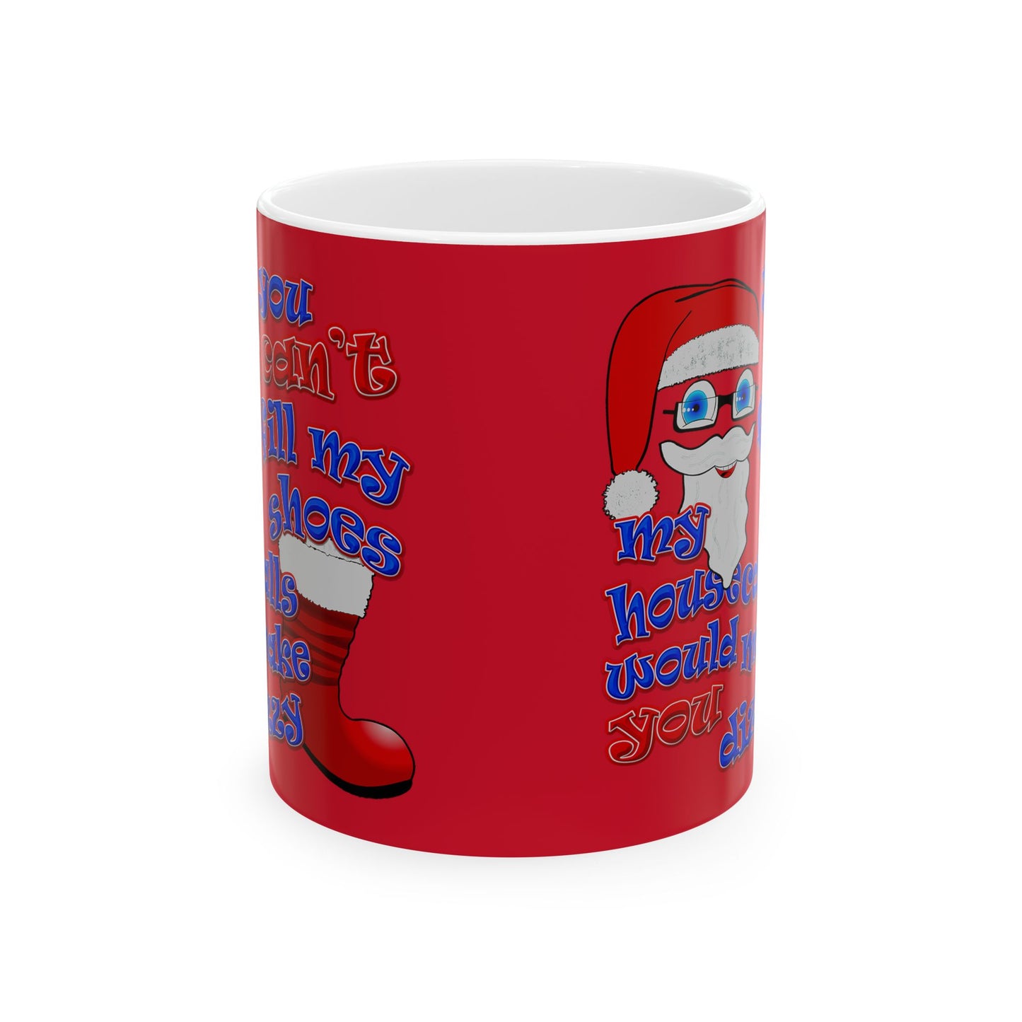 santa's shoes - White Mug (dark red)