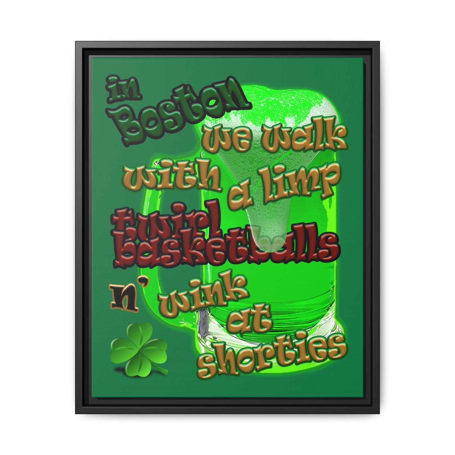 celtics logo - framed canvas art (dark green)