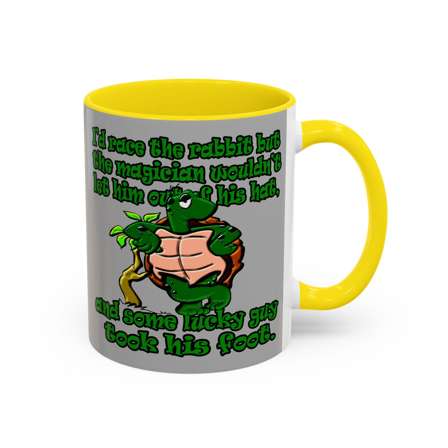 turtle race - Accent Mug (light grey)