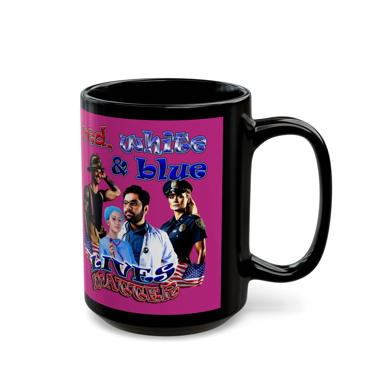 rw&b lives matter - Black Mug (pink)