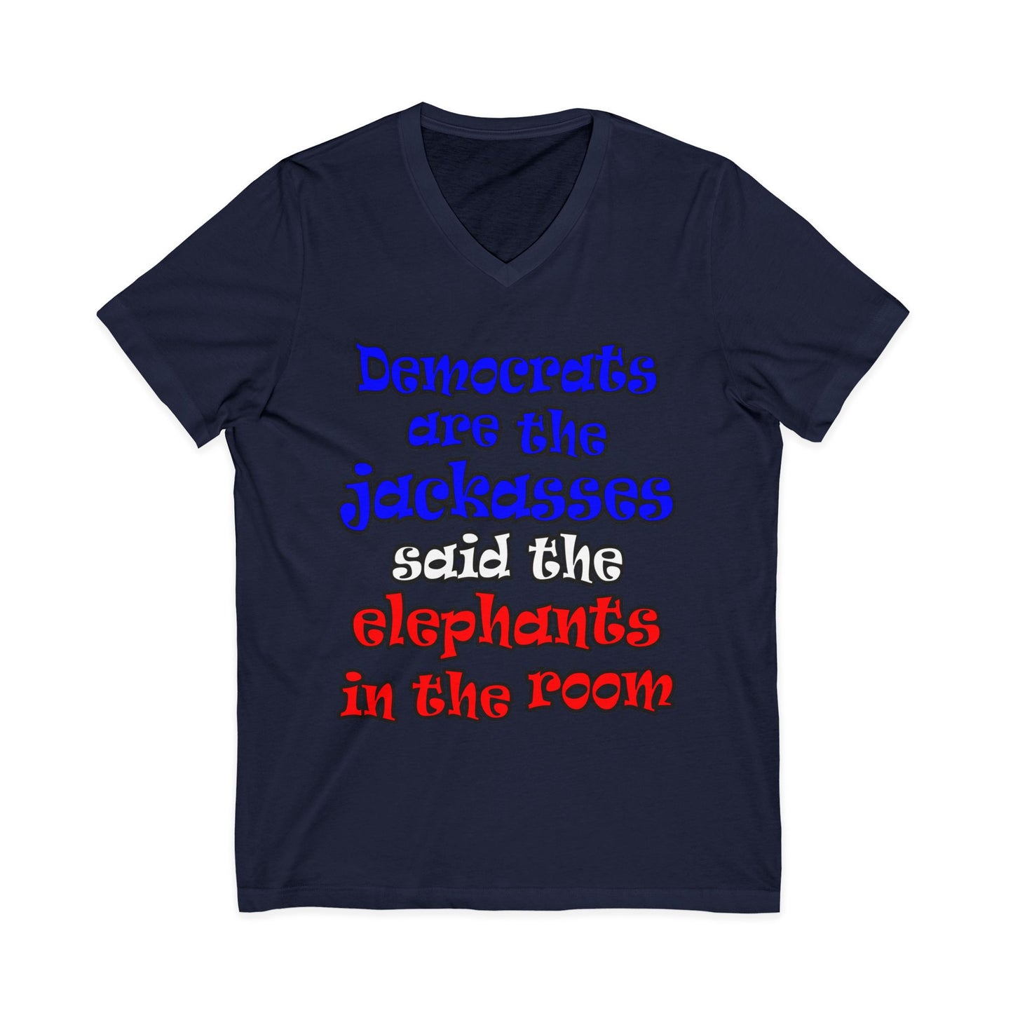donkeys and elephants - Unisex Jersey Short Sleeve V-Neck Tee