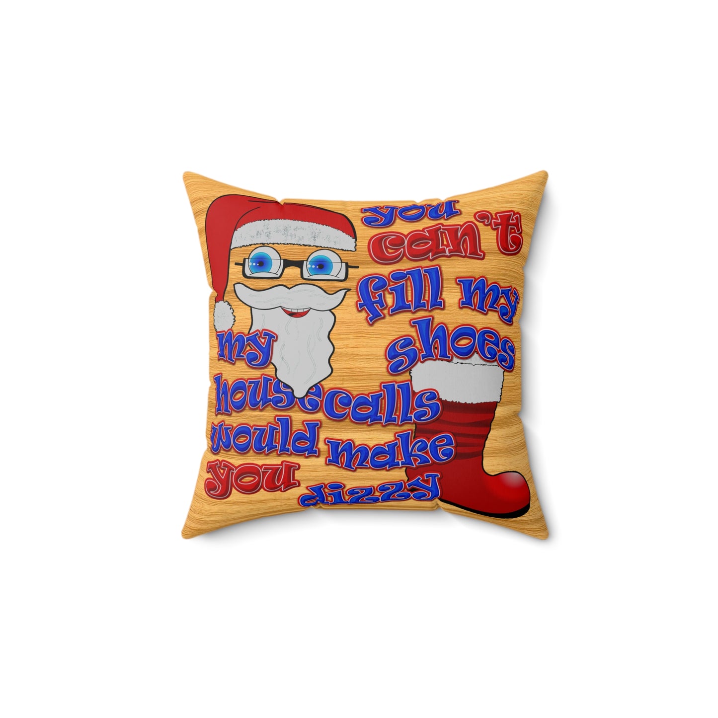santa's shoes - Spun Polyester Square Pillow - (butterscotch wood finish)