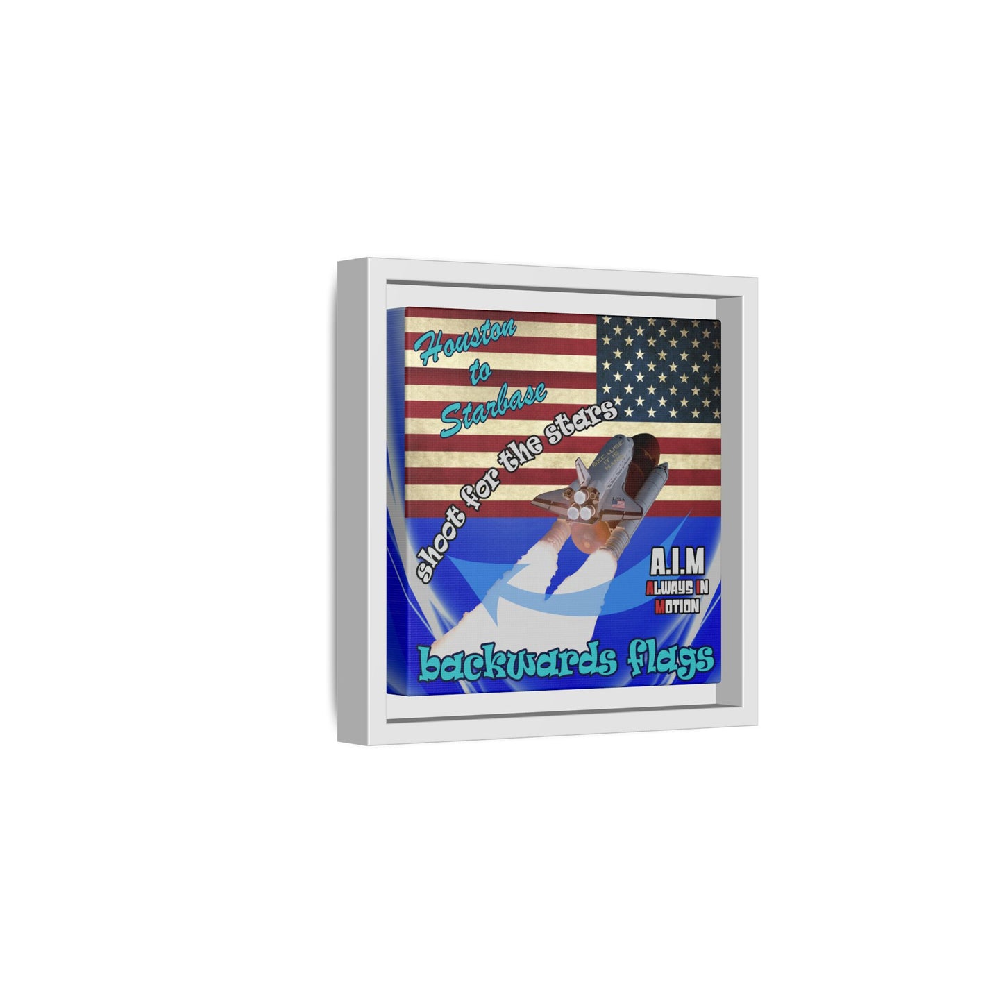 shoot for the stars - framed canvas art (blue-white wave)
