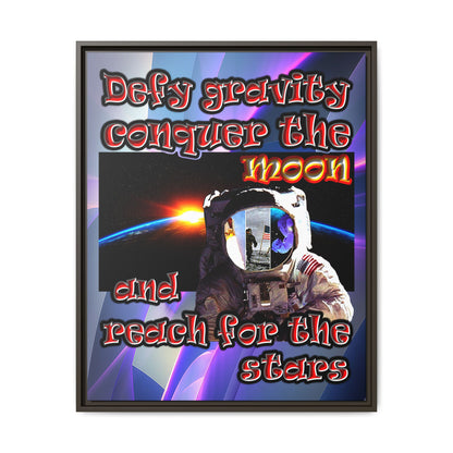 defy conquer reach - framed canvas art (grey-pink wave)