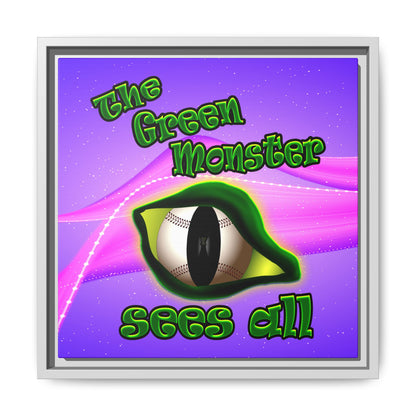 green monster - framed canvas art (purple-pink wave)