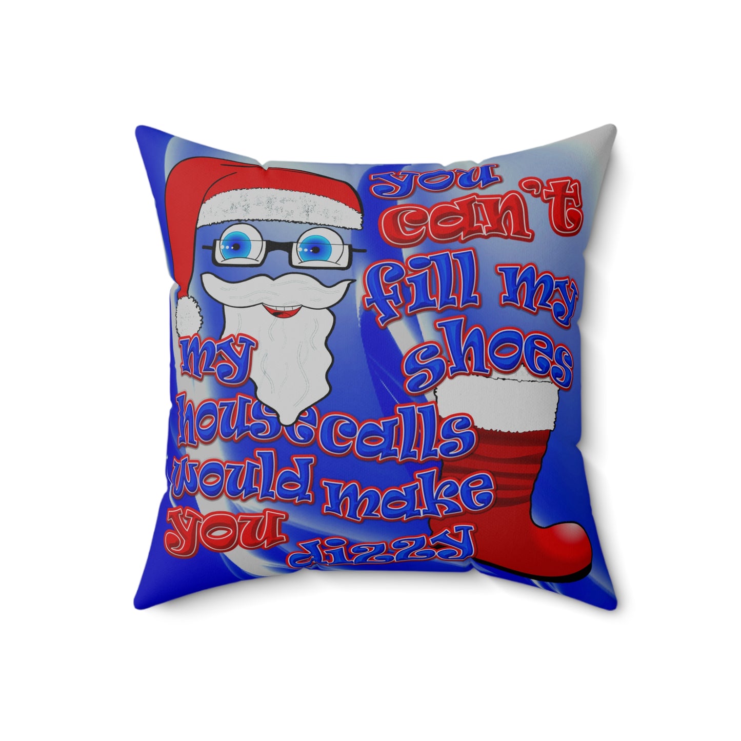 santa's shoes - Spun Polyester Square Pillow - (blue-white wave)