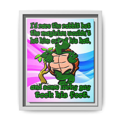 turtle race - framed canvas art (light blue-pink wave)