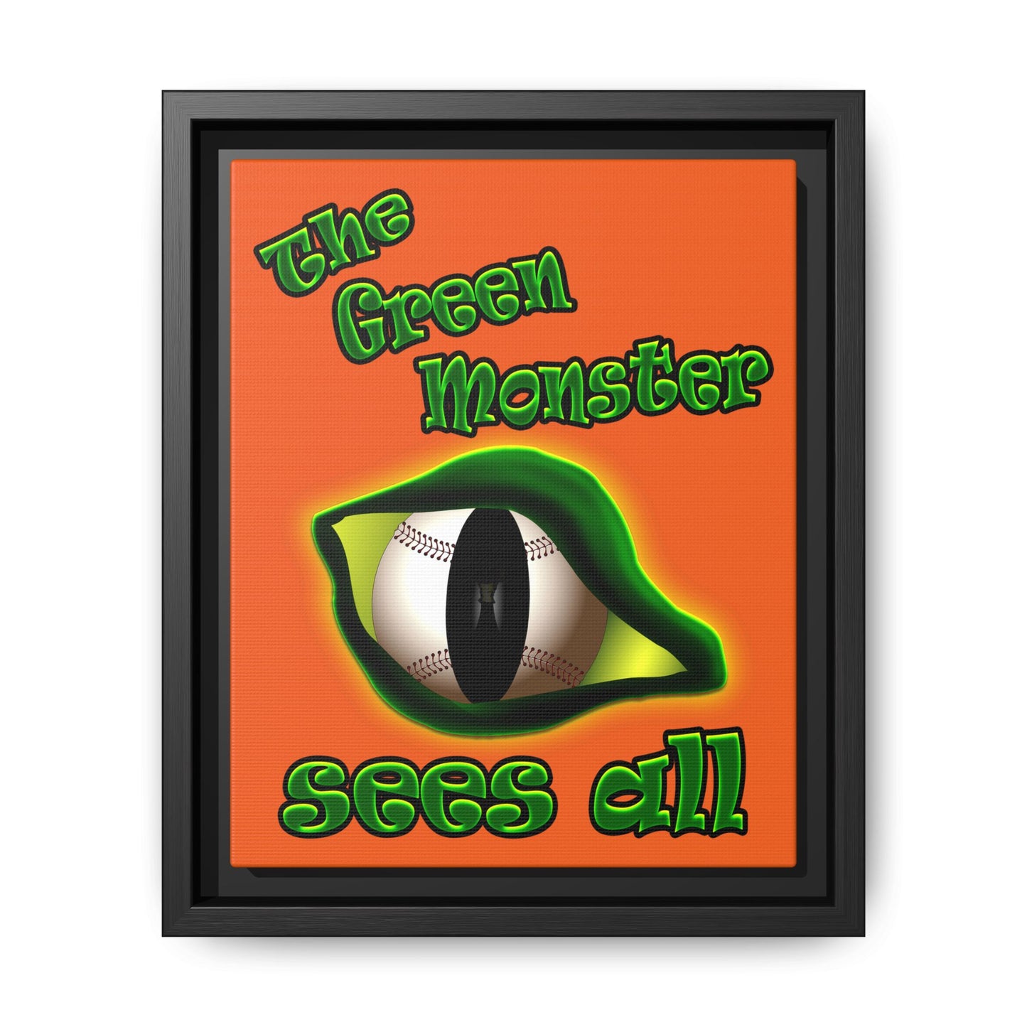 green monster - framed canvas art (orange)