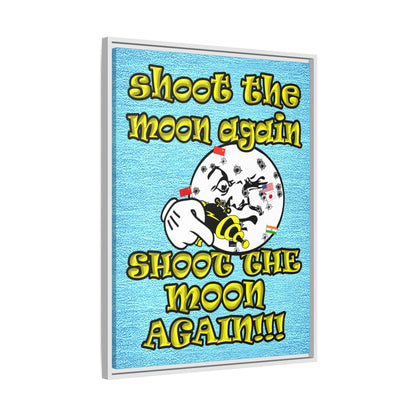 shoot the moon again - framed canvas art (faded blue)