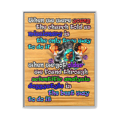 doggystyle - framed canvas art (butterscotch wood finish)