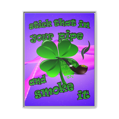 stick that in your pipe and smoke it - framed canvas art (purple-pink wave)