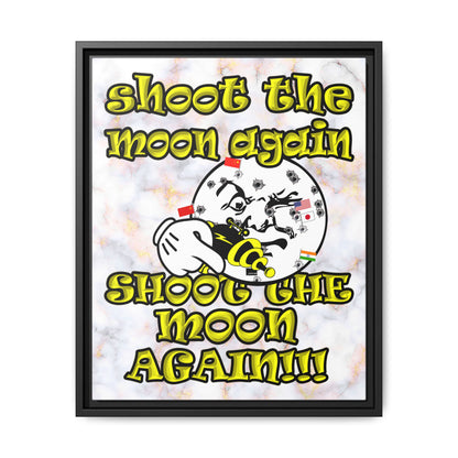 shoot the moon again - framed canvas art (white marble)