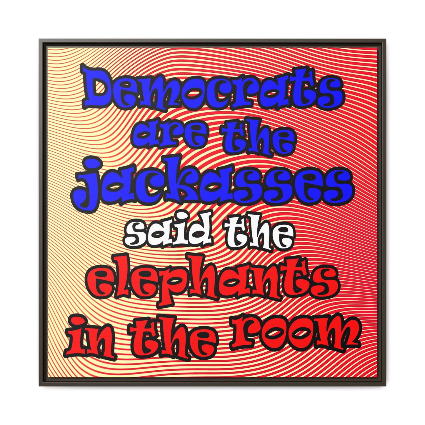 donkeys and elephants - framed canvas art (yellow-orange wave)