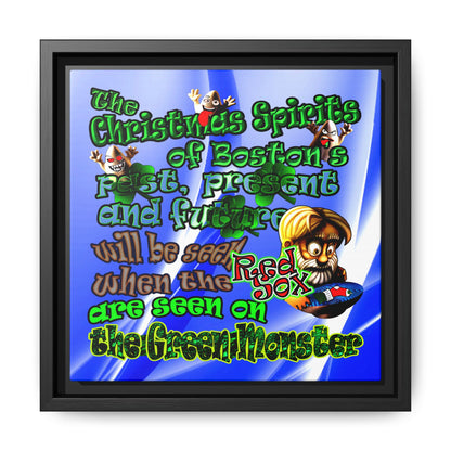 christmas spirits of boston - framed canvas art (blue-white wave)