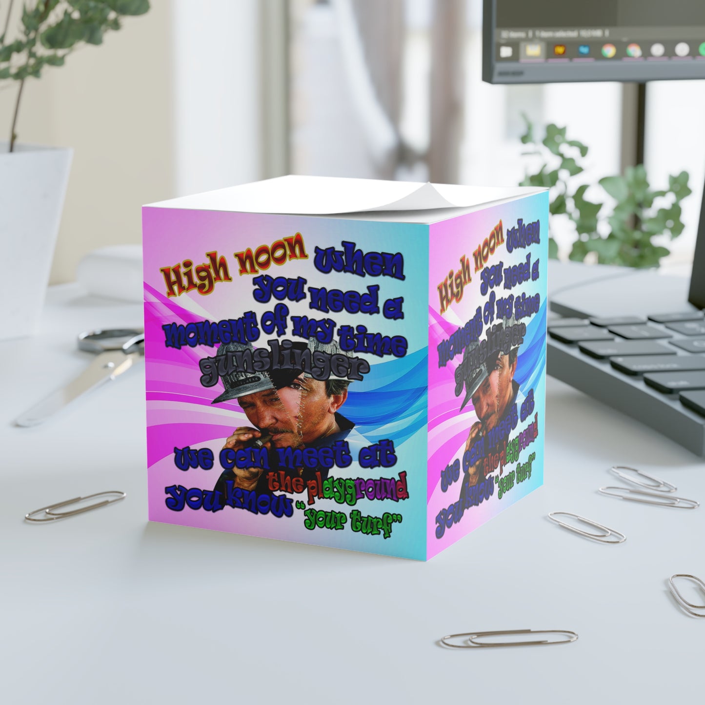 high noon - note cube (light blue-pink wave)