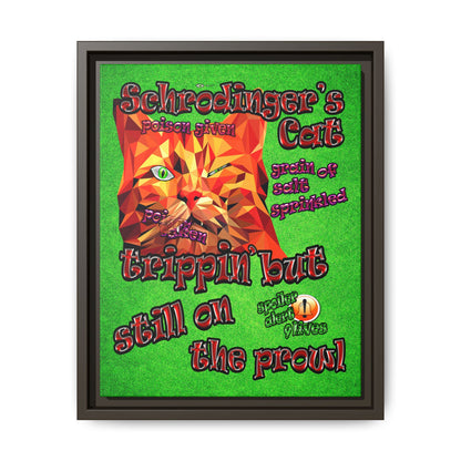 schrodinger's cat - framed canvas art (green turf)