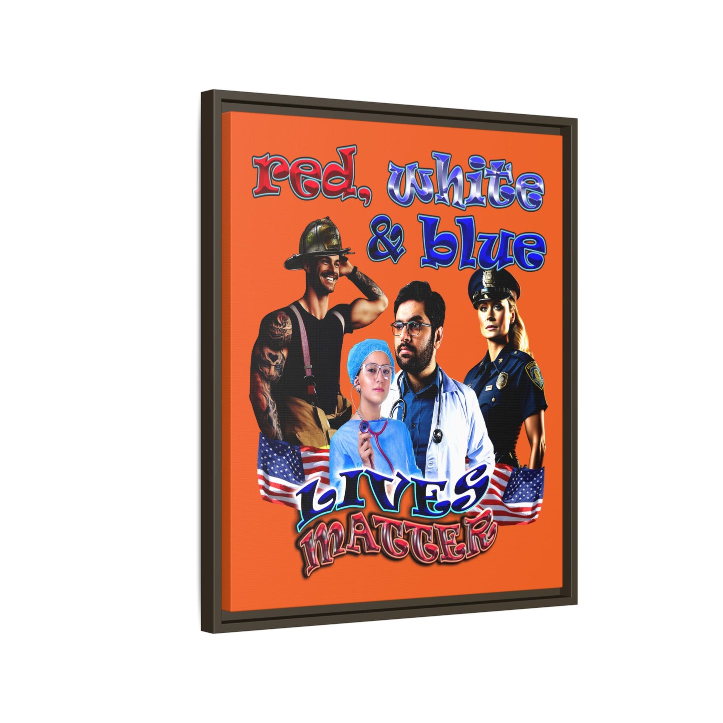 rw&b lives matter - framed canvas art (orange)