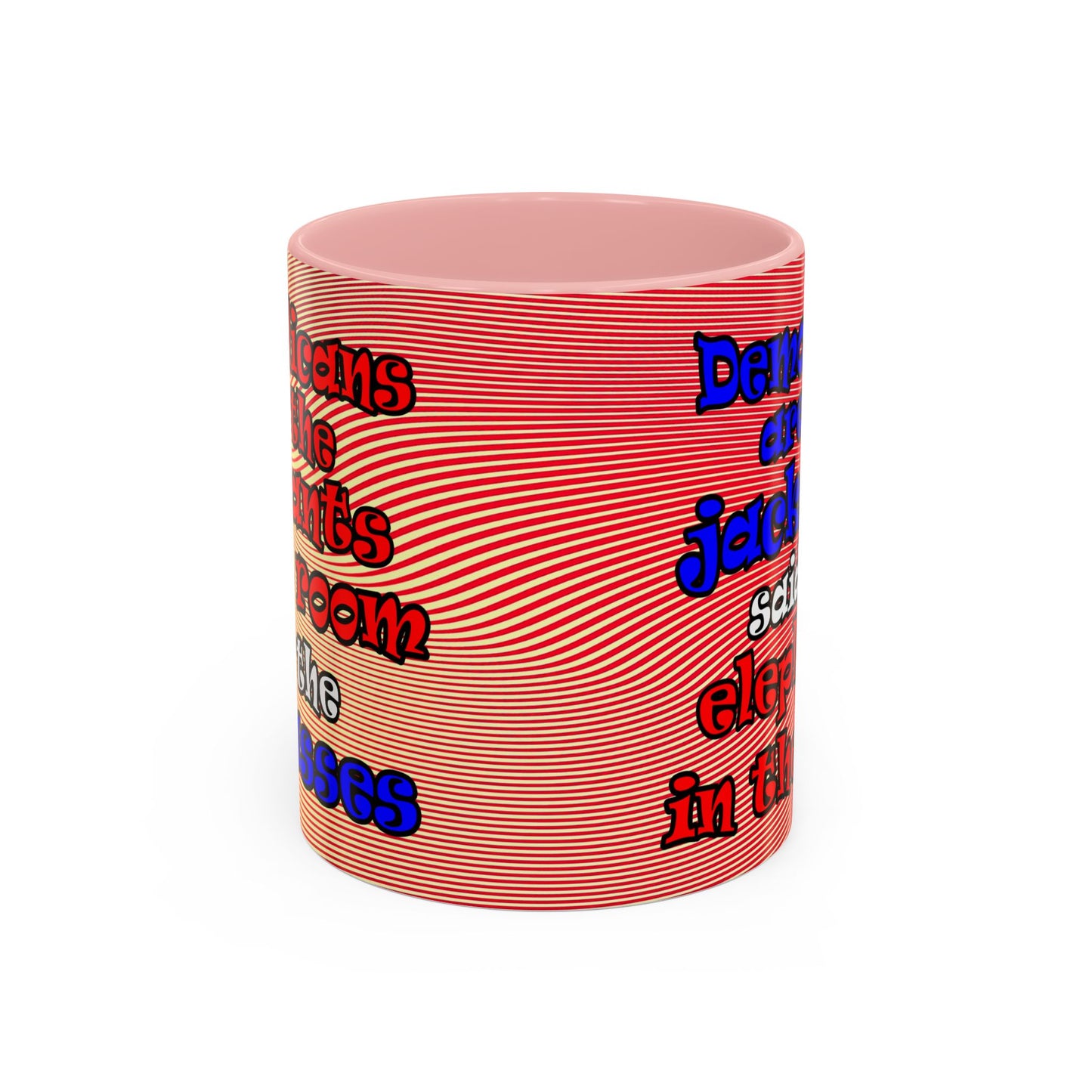 donkeys and elephants - Accent Mug (yellow-orange wave)