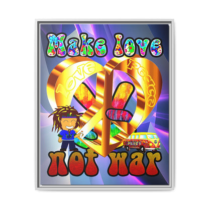 love peace - framed canvas art (grey-pink wave)