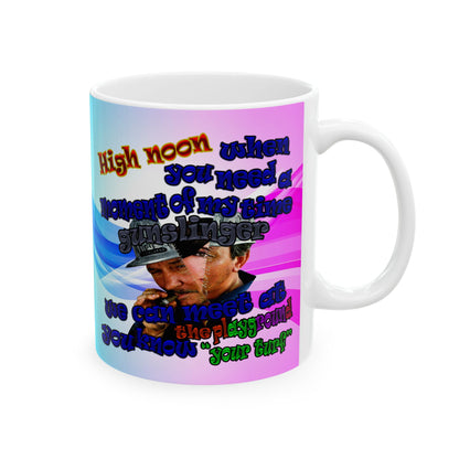 high noon - White Mug (light blue-pink wave)
