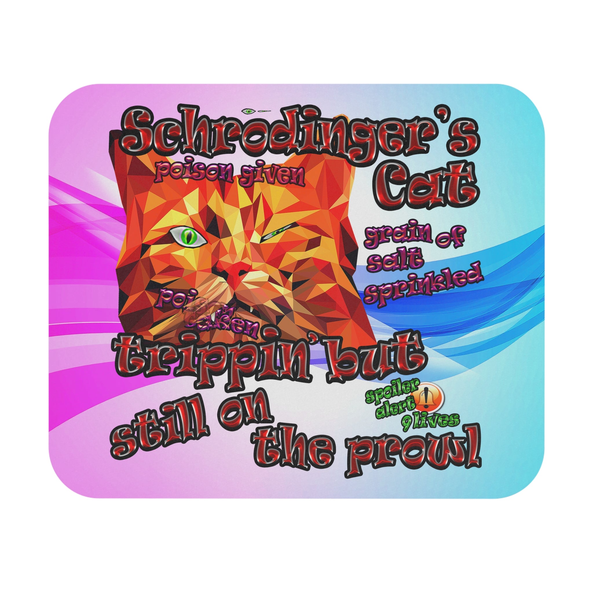 schrodinger's cat - Mouse Pad (Rectangle) (light blue-pink wave)