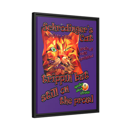 schrodinger's cat - framed canvas art (purple)