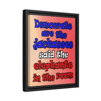 donkeys and elephants - framed canvas art (yellow-orange wave)