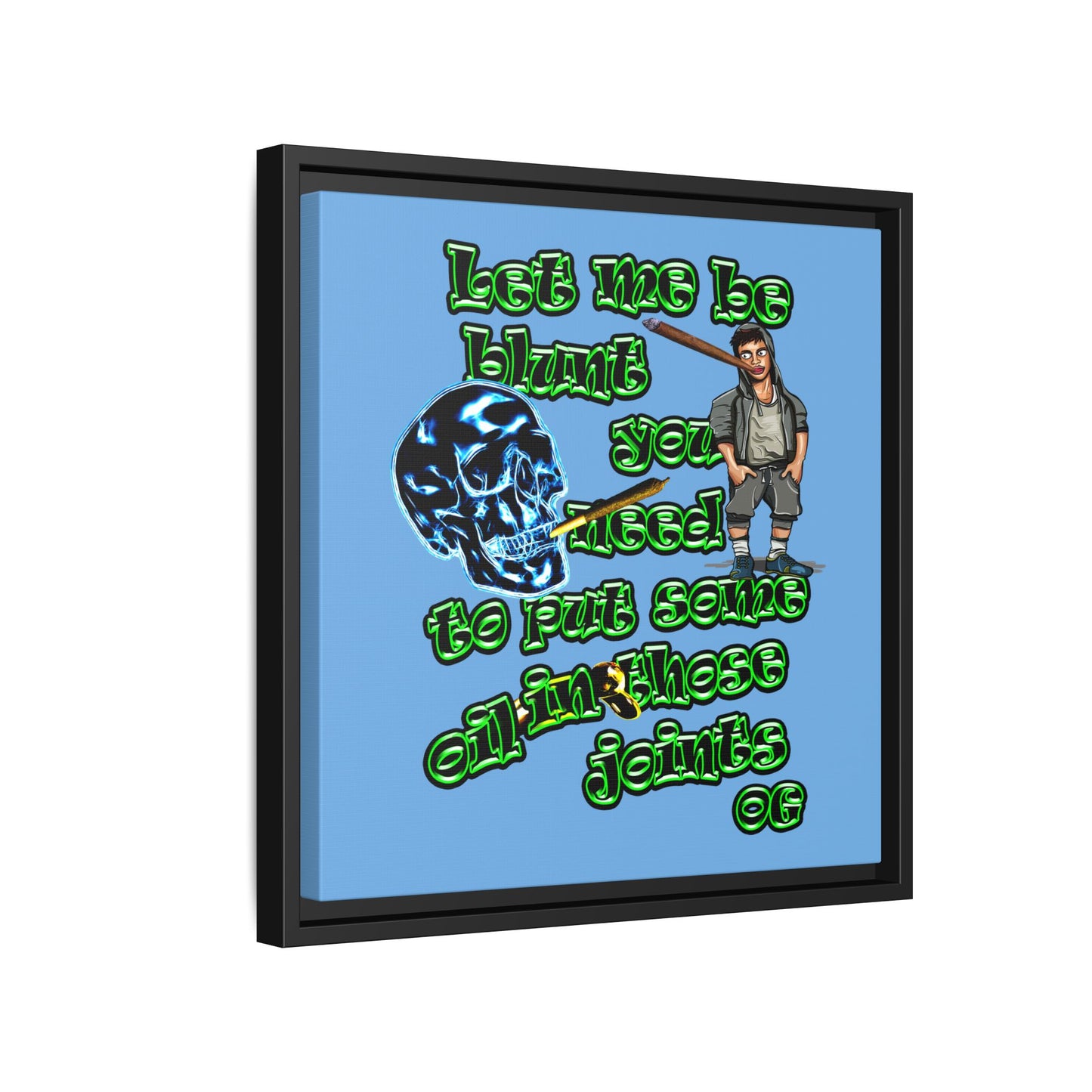og - framed canvas art (light blue)