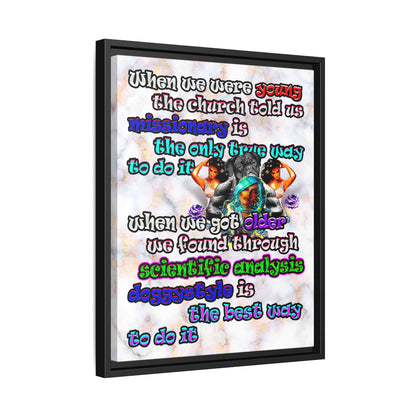 doggystyle - framed canvas art (white marble)