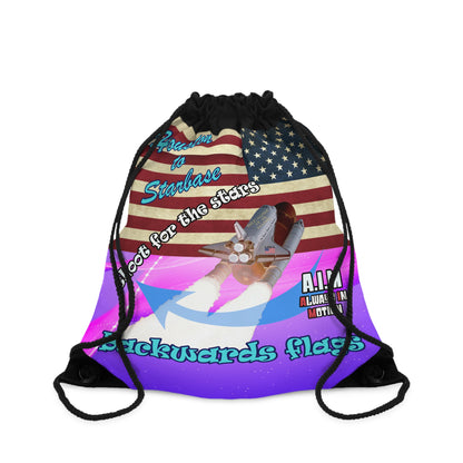 shoot for the stars - Drawstring Bag (purple-pink wave)