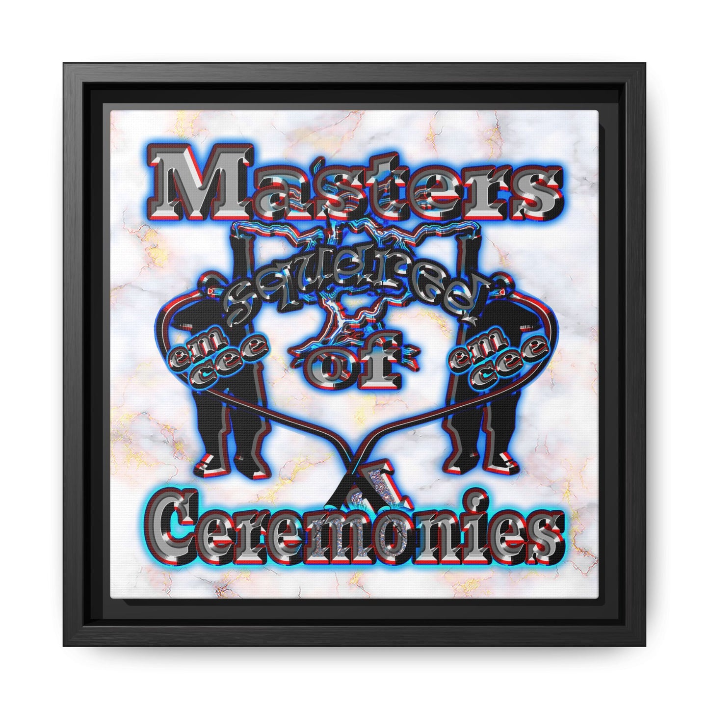 em cee squared - framed canvas art (white marble)