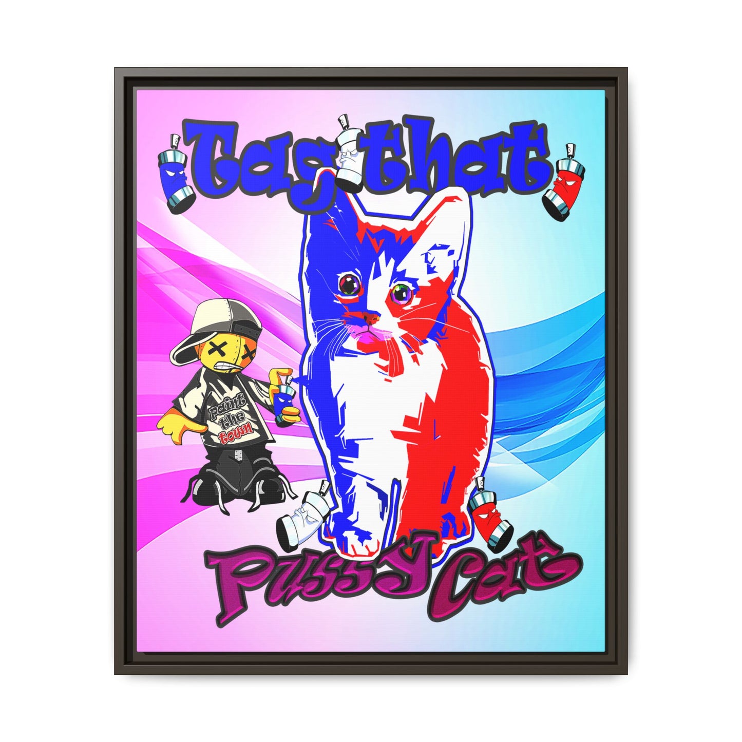 tag that - framed canvas art (light blue-pink wave)