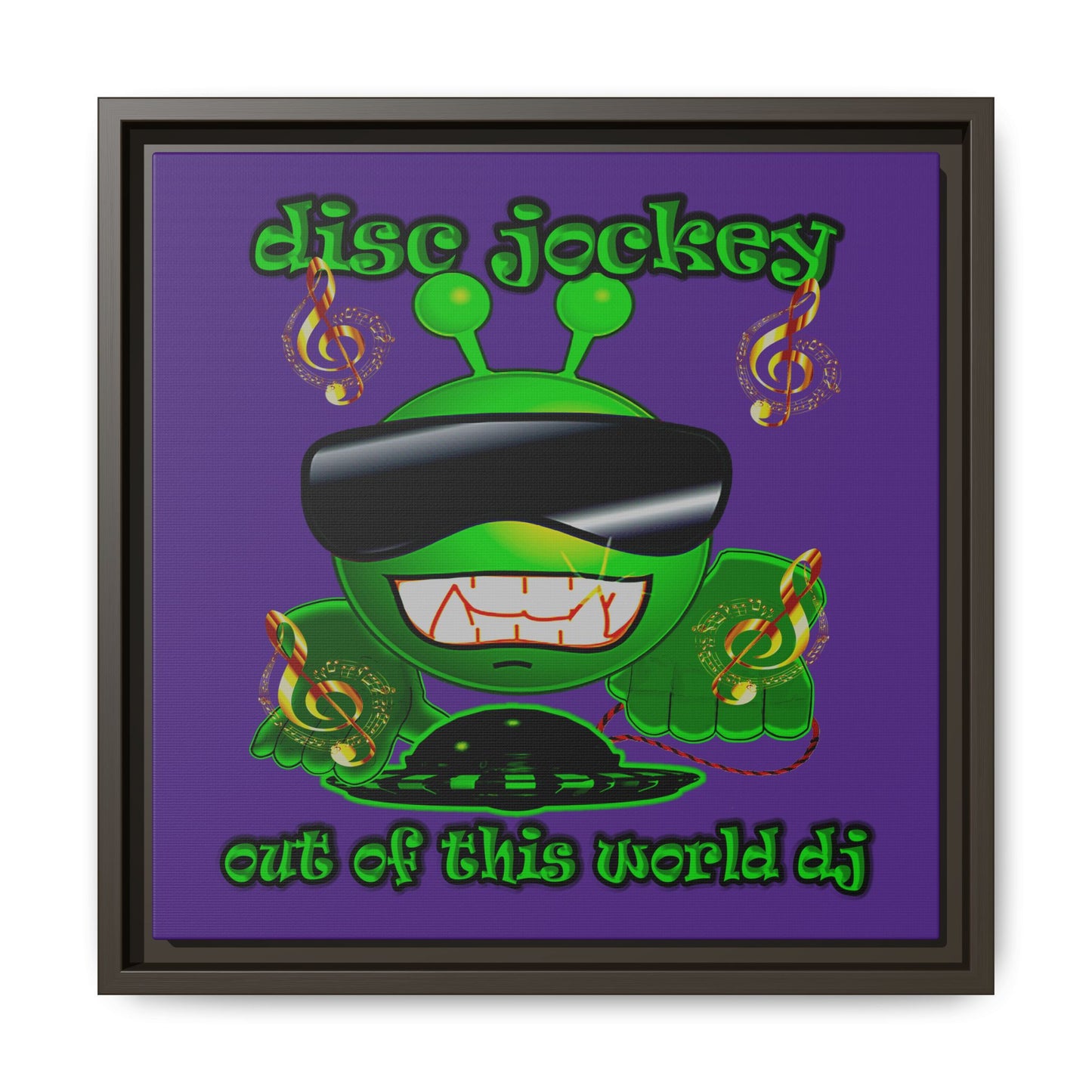 disc jockey - framed canvas art (purple)