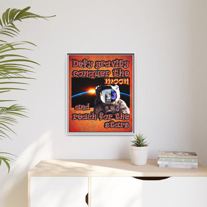 defy conquer reach - framed canvas art (burnt orange)