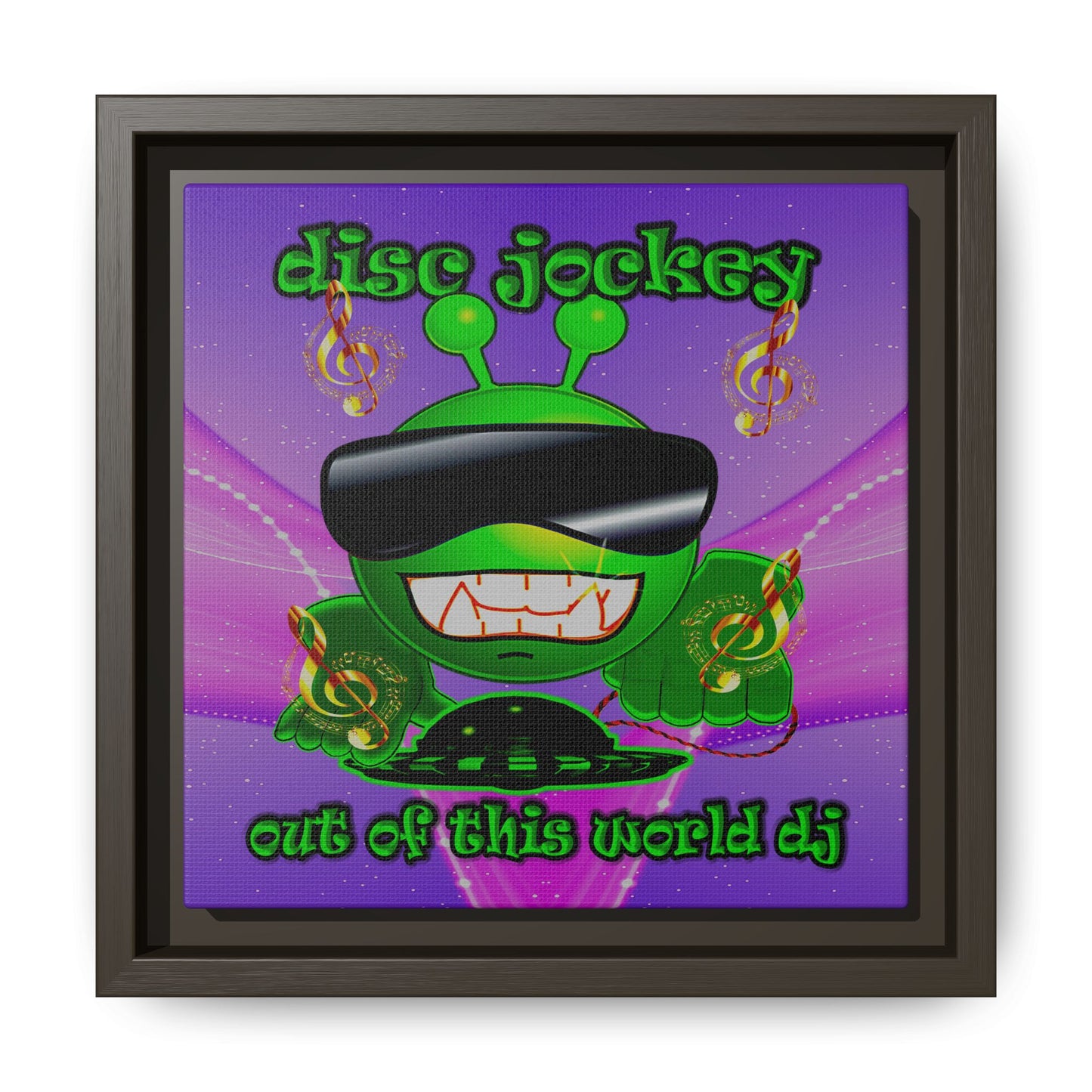 disc jockey - framed canvas art (purple-pink wave)
