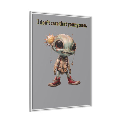 I don't care that your green - framed canvas art (grey)