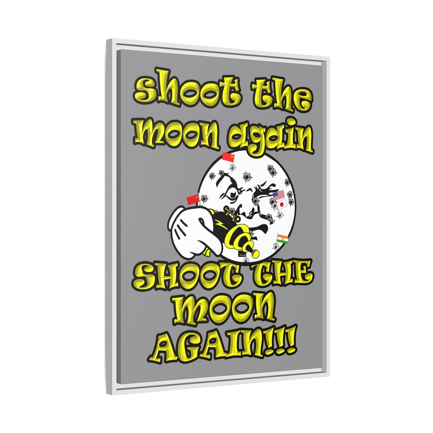 shoot the moon again - framed canvas art (grey)