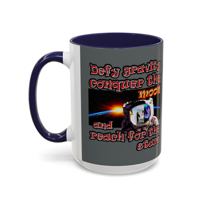 defy conquer reach - Accent Mug (dark grey)