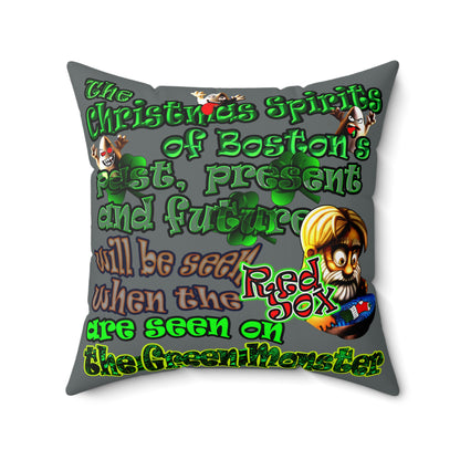 christmas spirits of boston - Spun Polyester Square Pillow - (dark grey)