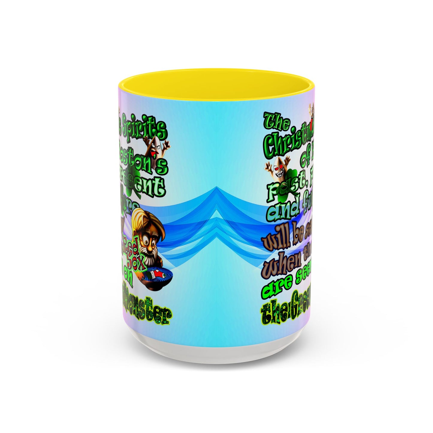 christmas spirits of boston - Accent Mug (light blue-pink wave)