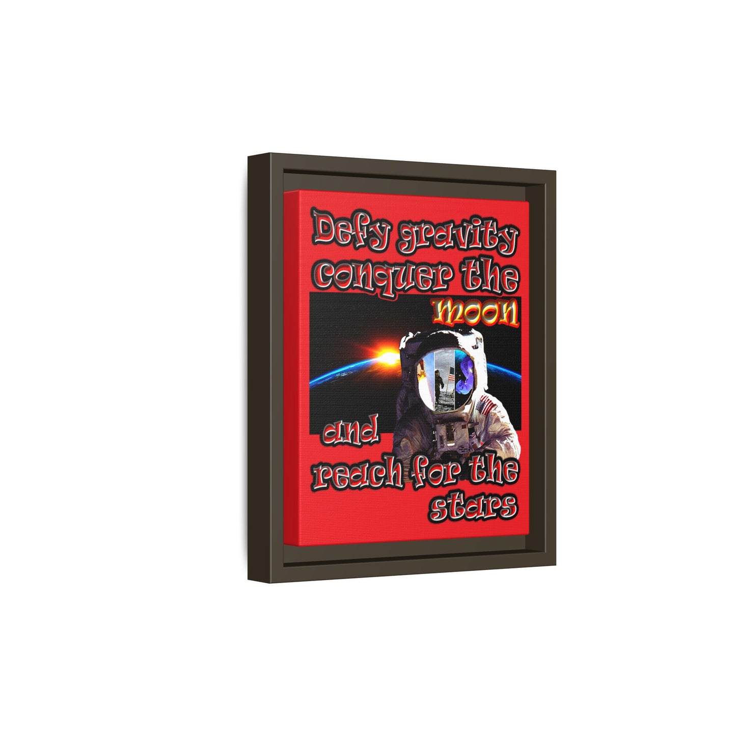 defy conquer reach - framed canvas art (red)