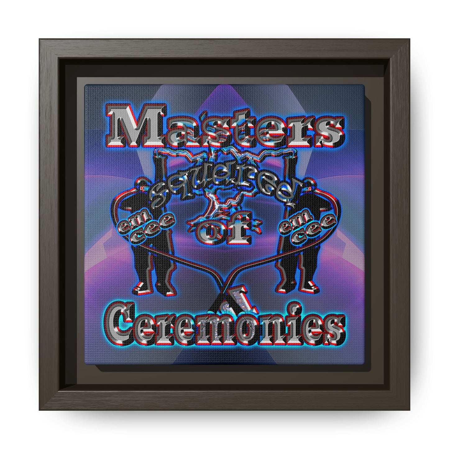 em cee squared - framed canvas art (grey-pink wave)