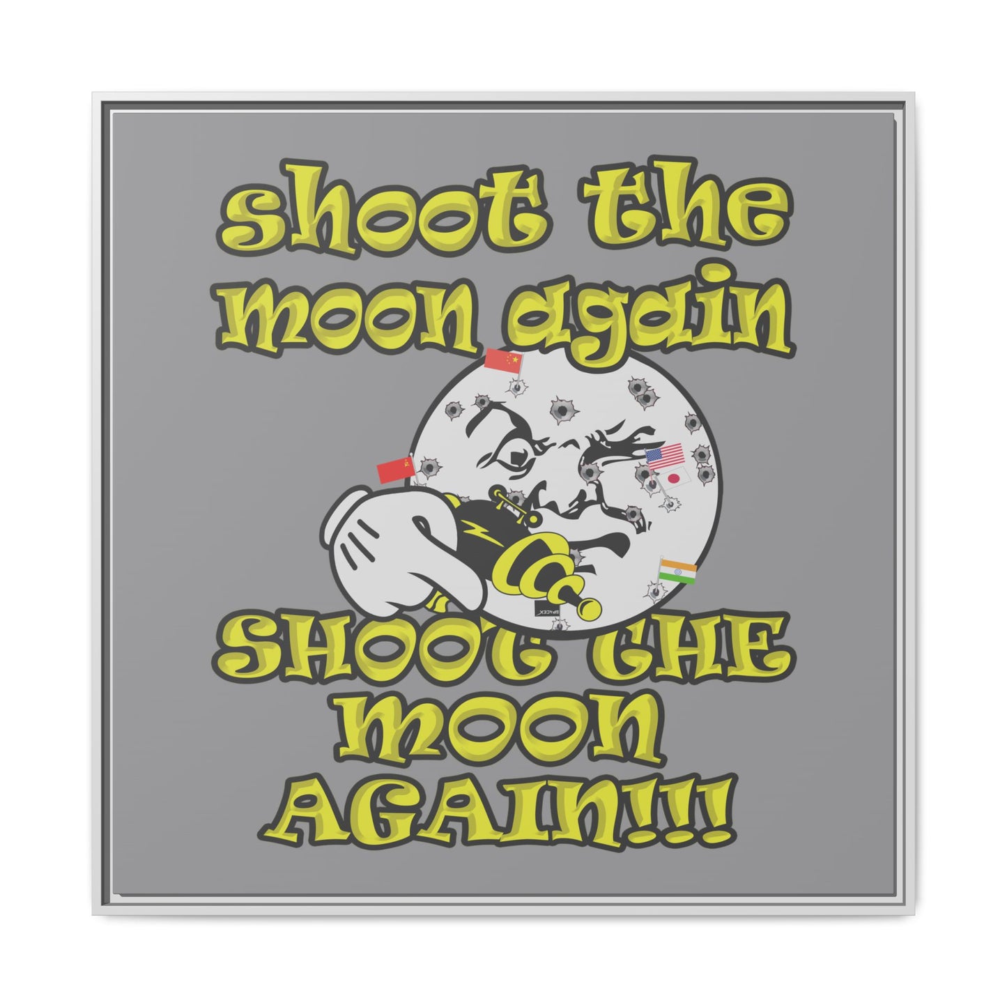 shoot the moon again - framed canvas art (grey)