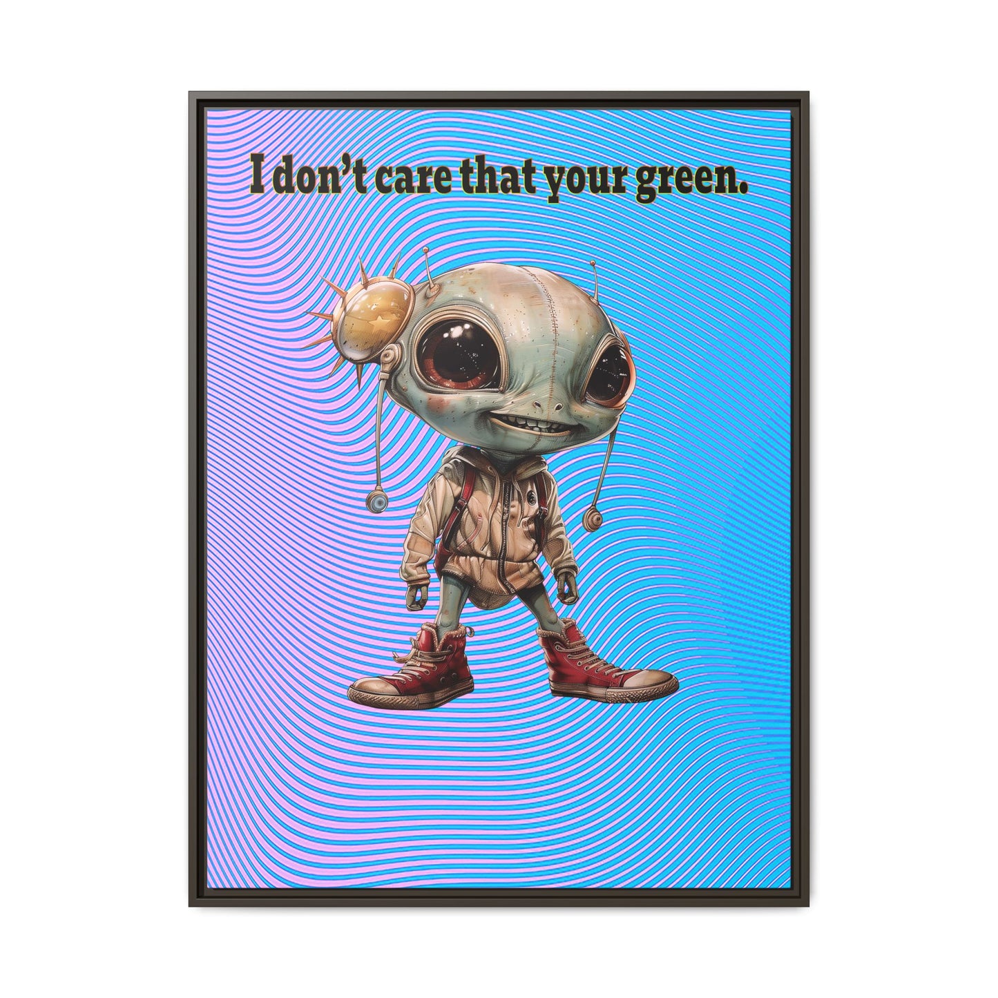 I don't care that your green - framed canvas art (light blue-purple wave)