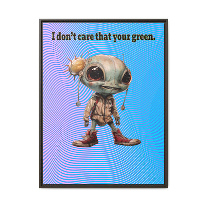 I don't care that your green - framed canvas art (light blue-purple wave)